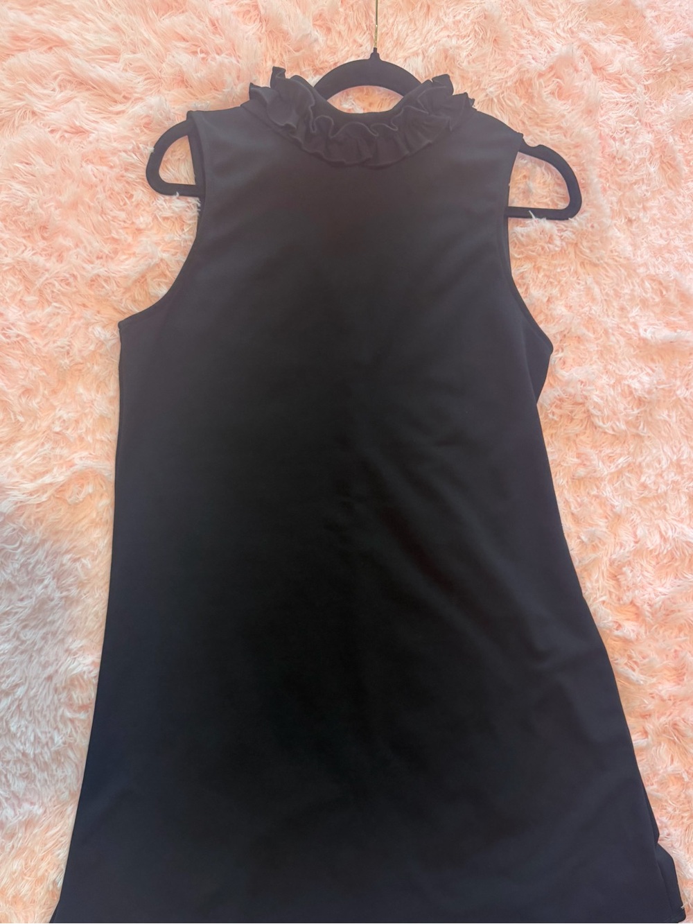 Marina’s Black Ruffle Neck Sleeveless dress